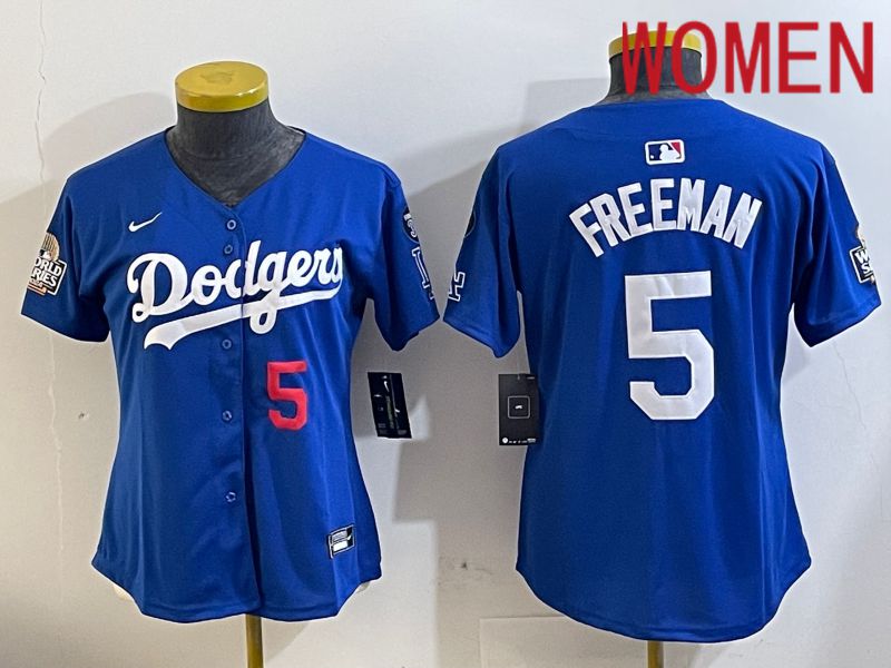 Women Los Angeles Dodgers #5 Freeman Blue Game 2024 Nike MLB Jersey style 11217